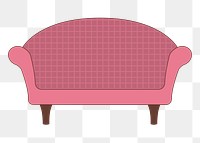 Pink couch  png sticker, transparent background. Free public domain CC0 image.