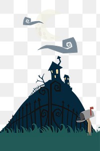 Png cute haunted house  sticker, transparent background. Free public domain CC0 image.