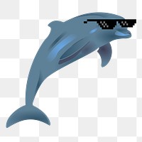 Dolphin wearing sunglasses  png sticker, transparent background. Free public domain CC0 image.