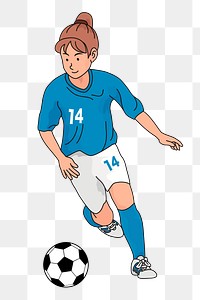 Female football player png sticker, transparent background. Free public domain CC0 image.