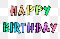 Png Happy Birthday typography  sticker, transparent background. Free public domain CC0 image.