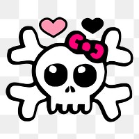 Cute skull png sticker, transparent background. Free public domain CC0 image.