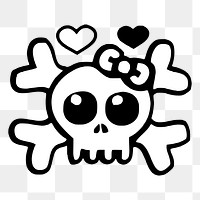 Cute skull png sticker, transparent background. Free public domain CC0 image.