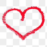 Png red crayon heart sticker, transparent background. Free public domain CC0 image.