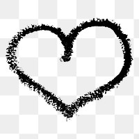 Png black crayon heart sticker, transparent background. Free public domain CC0 image.