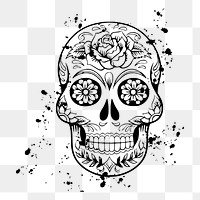 Calavera skull png sticker, Day of the Dead transparent background. Free public domain CC0 image.