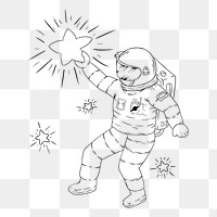 Png astronaut line art sticker, transparent background. 