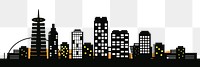 Silhouette city png sticker, transparent background. Free public domain CC0 image.