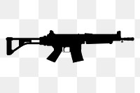 Silhouette  rifle png sticker, transparent background. Free public domain CC0 image.