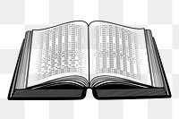 Open book png sticker, transparent background. Free public domain CC0 image.