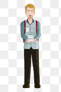 Male student png sticker, transparent background. Free public domain CC0 image.