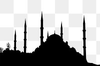 Silhouette mosque png sticker, transparent background. Free public domain CC0 image.