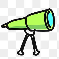 Telescope png sticker, transparent background. 
