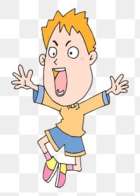 Jumping boy png sticker, transparent background. Free public domain CC0 image.