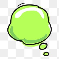 Png green speech bubble  sticker, transparent background. Free public domain CC0 image.