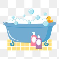 Bathtub png sticker, transparent background. Free public domain CC0 image.