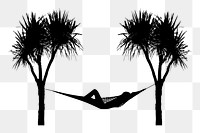 Hammock silhouette png sticker, transparent background. Free public domain CC0 image.