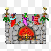 Christmas fireplace png sticker, transparent background. Free public domain CC0 image.