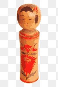 Kokeshi doll png sticker, transparent background. Free public domain CC0 image.