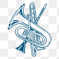 Brass instruments png sticker, transparent background. Free public domain CC0 image.