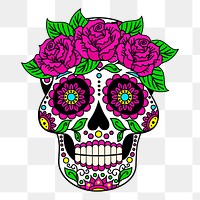 Calavera skull png sticker, Day of the Dead  transparent background. Free public domain CC0 image.