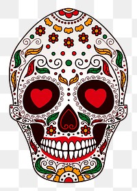 Calavera skull png sticker, Day of the Dead  transparent background. Free public domain CC0 image.