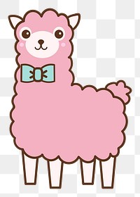 Pink alpaca png sticker, transparent background. Free public domain CC0 image.