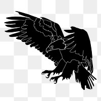 Silhouette eagle png sticker, transparent background. Free public domain CC0 image.