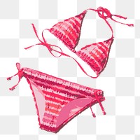 Pink bikini png sticker summer illustration, transparent background. Free public domain CC0 image.