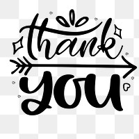 Thank you png sticker text illustration, transparent background. Free public domain CC0 image.