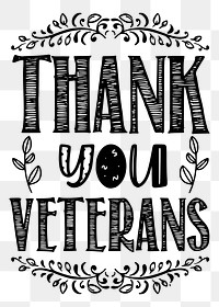 Thank you veterans png sticker text illustration, transparent background. Free public domain CC0 image.