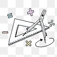 Math set png sticker education illustration, transparent background. Free public domain CC0 image.