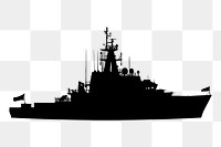 Battleship silhouette png sticker transportation illustration, transparent background. Free public domain CC0 image.