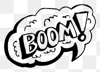 Boom! png sticker comic speech bubble illustration, transparent background. Free public domain CC0 image.