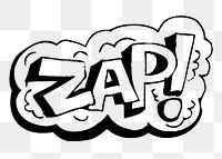 Zap! png sticker comic speech bubble illustration, transparent background. Free public domain CC0 image.