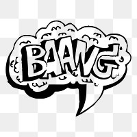 Baang png sticker comic speech bubble illustration, transparent background. Free public domain CC0 image.