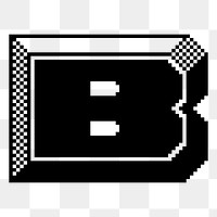 B letter png sticker 8-bit font illustration, transparent background. Free public domain CC0 image.