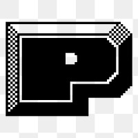 P letter png sticker 8-bit font illustration, transparent background. Free public domain CC0 image.