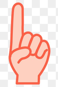 Number 1 png sticker hand gesture illustration, transparent background. Free public domain CC0 image.