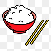 Rice bowl png sticker Asian food illustration, transparent background. Free public domain CC0 image.