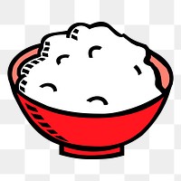 Rice bowl png sticker Asian food illustration, transparent background. 