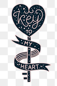 Heart key png sticker Valentine's illustration, transparent background. Free public domain CC0 image.