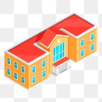 School png sticker building illustration, transparent background. Free public domain CC0 image. clipart, building illustration psd. Free public domain CC0 image.