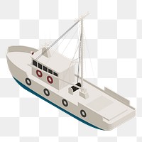 Fishing boat png sticker transportation illustration, transparent background. Free public domain CC0 image.