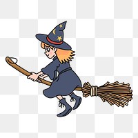 Witch png sticker cartoon character illustration, transparent background. Free public domain CC0 image.