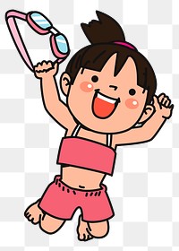 Girl png sticker cartoon character illustration, transparent background. Free public domain CC0 image.
