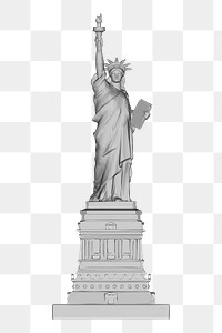 Statue of Liberty png sticker USA famous landmark illustration, transparent background. Free public domain CC0 image.