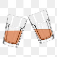 Whiskey glasses png sticker alcoholic drink illustration, transparent background. Free public domain CC0 image.