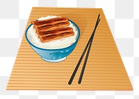 Unagi don png sticker Asian food illustration, transparent background. Free public domain CC0 image.