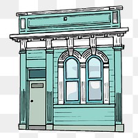 Storefront png sticker western exterior building illustration, transparent background. Free public domain CC0 image.